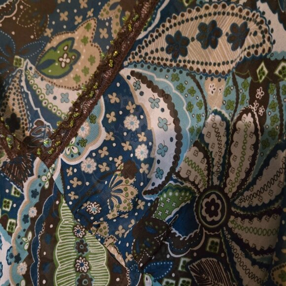 Vintage Y2K Babydoll Spaghetti Straps Grunge 1990s Style Wrap Floral Blouse Sz S - Picture 7 of 10